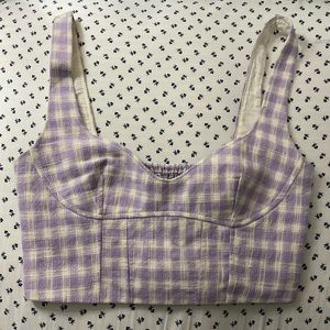 Zara Purple Gingham Crop Top XS